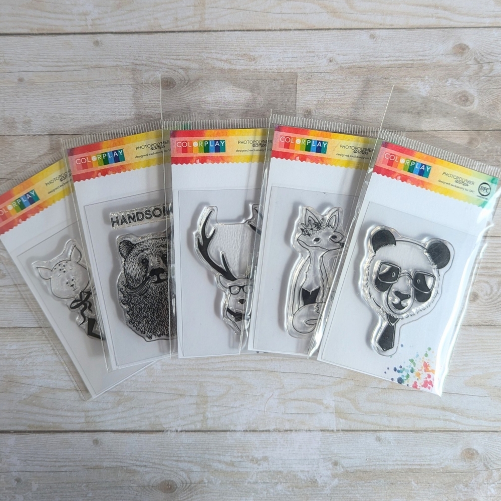 Set of 5 photopolymer Color Play stamps Hipster Animals and Cute Animals